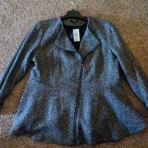 NWT Torrid marled black and white wool coat